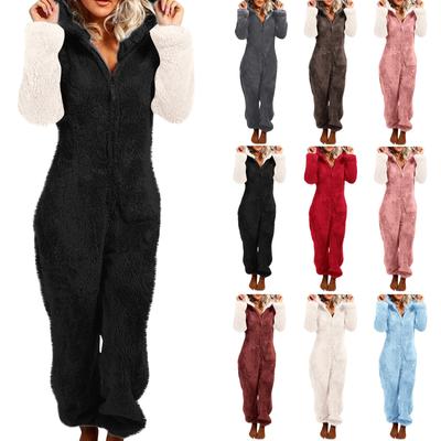 Mono de Manga Larga con Capucha para Mujer Pijama Casual Invierno Cálido Rompe Ropa de Dormir