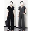 Summer Lazy Person Casual Outfit: Slimming and Waist-shrinking Short-sleeved T-shirt Top, Wide-leg Pants