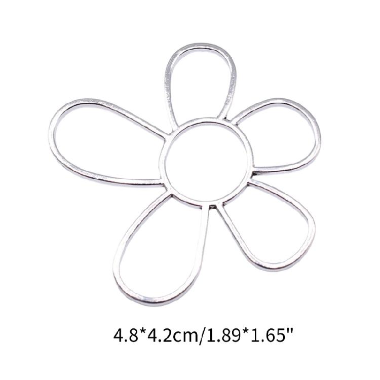 Large Hollow Flower Pendant Charms for DIY Craft Jewelry Making Supplies 48x42mm