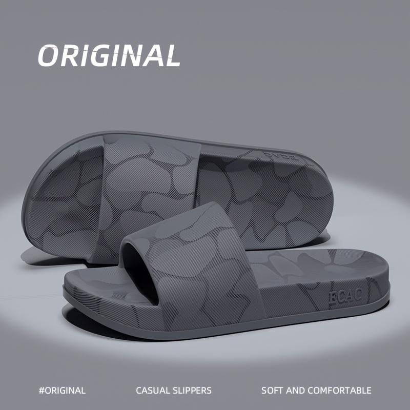 Classic Slippers, Moire Pattern EVA Indoor/Outdoor Slip-On Sandals, Round Toe Non-Slip Sole Odor-Resistant Insole, for Men, All-Season House Slippers