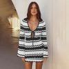 Beach Dress for Women Striped Sexy Hollow Beach Bikini Swimsuit Women's Dress