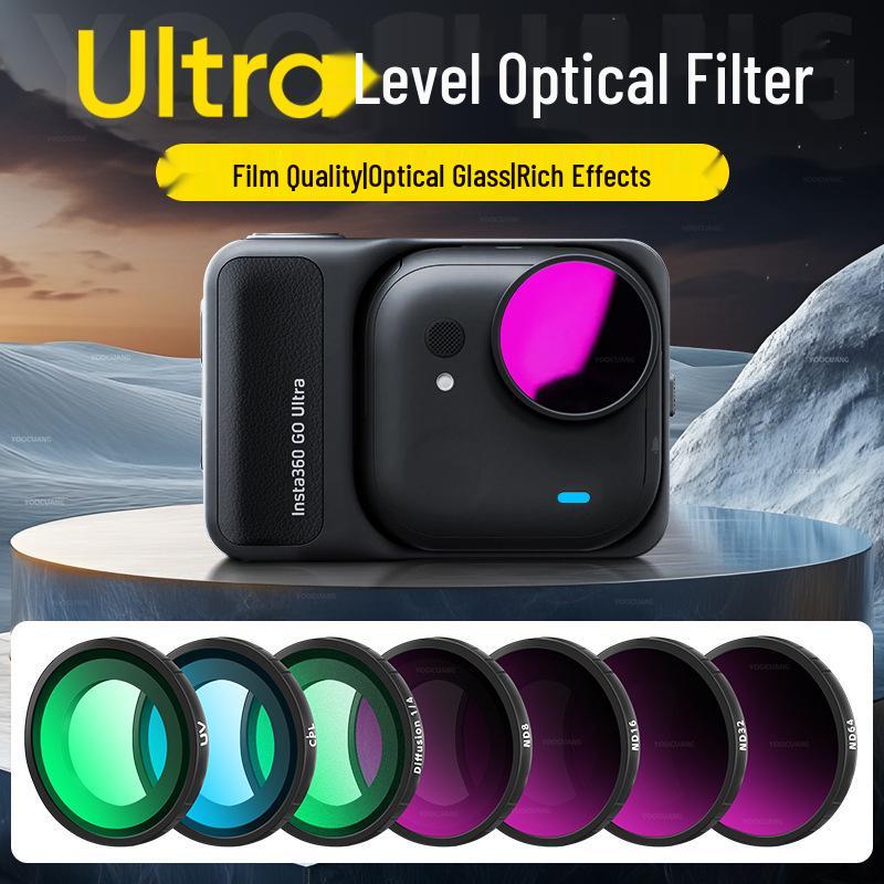 Compatible with Insta360 Go: Ultra ND Filters, UV Protection, CPL Polarizers, Black Soft Filters.