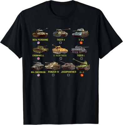 Top Zehn Beste WW2 Panzer M4 Sherman Panzer IV Tiger II T-34 Geschenk Unisex T-Shirt