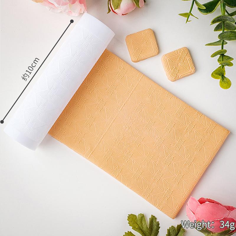 Geometrická textura Měkká hlína Váleček na válení Snadné čištění pro DIY výrobu Náušnic Přívěsků Šperků Ražená textura