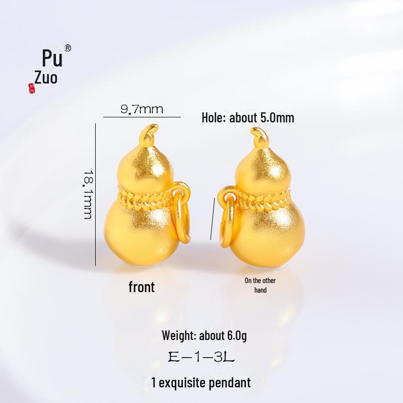 Golden Frosted Fu Ji Ruyi Star Dragon Gourd Pendant with Love Hammer Pattern