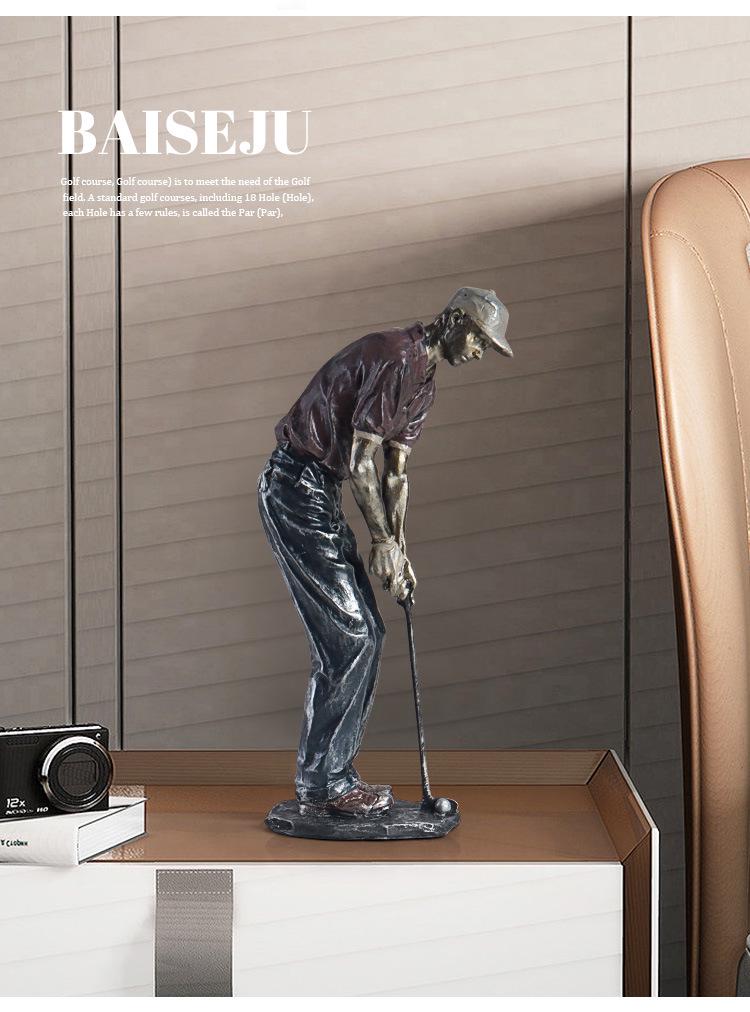 Golf Sports Person Resin Ornament for Living Room or Office Decor