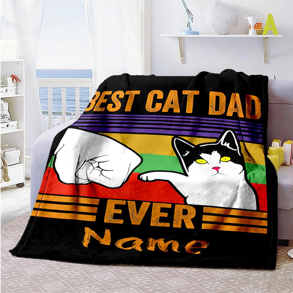 Cat55 Personalized Text Blanket Cozy Customizable Blanket Soft Warm Cozy Throw For Seaside Nap Chair Livingroom Four Seasons Universal