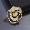 High-end Fashion Hollow Camellia Brooch Niche Design Light Luxury Versatile Blazer Pin with Accessories
