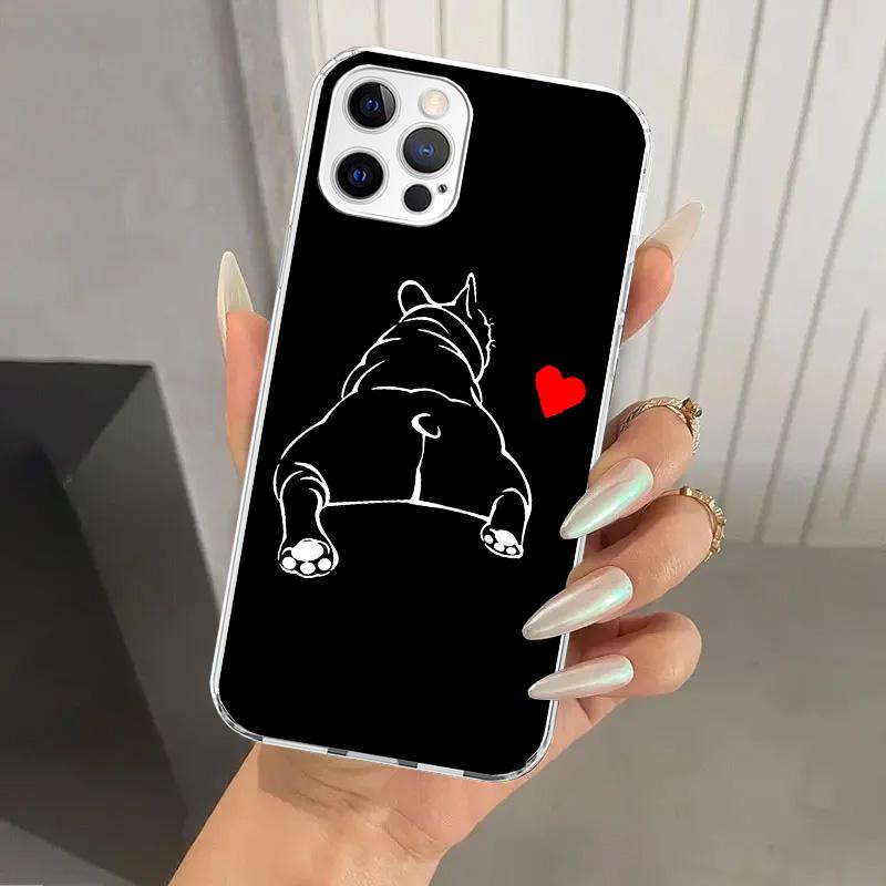 

French Bulldog Black White Phone Case for Iphone 16 15 14 13 12 Mini 11 Pro Max 16E X XS XR 7 Plus 8 SE 2020 Soft Funda Print Sh iPhone 13 Mini
