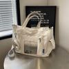 Large Capacity Canvas Bag Women's Transparent Handbag Student's Book Crossbody Tote Bag
