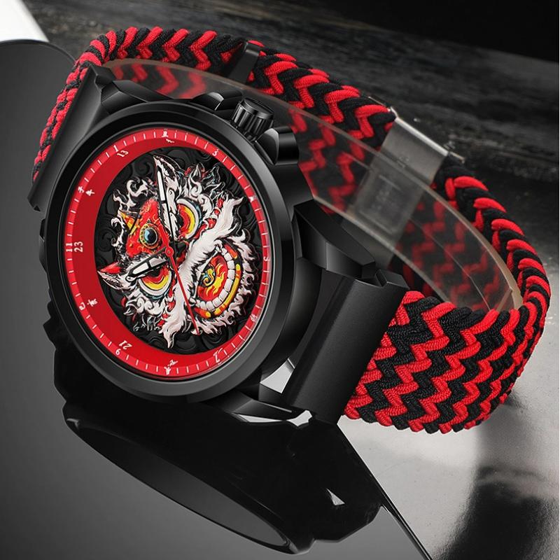 WLISTH Unique Creative Chinese Dragon Pattern Luxury Men's Watches Fashion Gift Brand Quartz Sport Silicone Wrist Watch