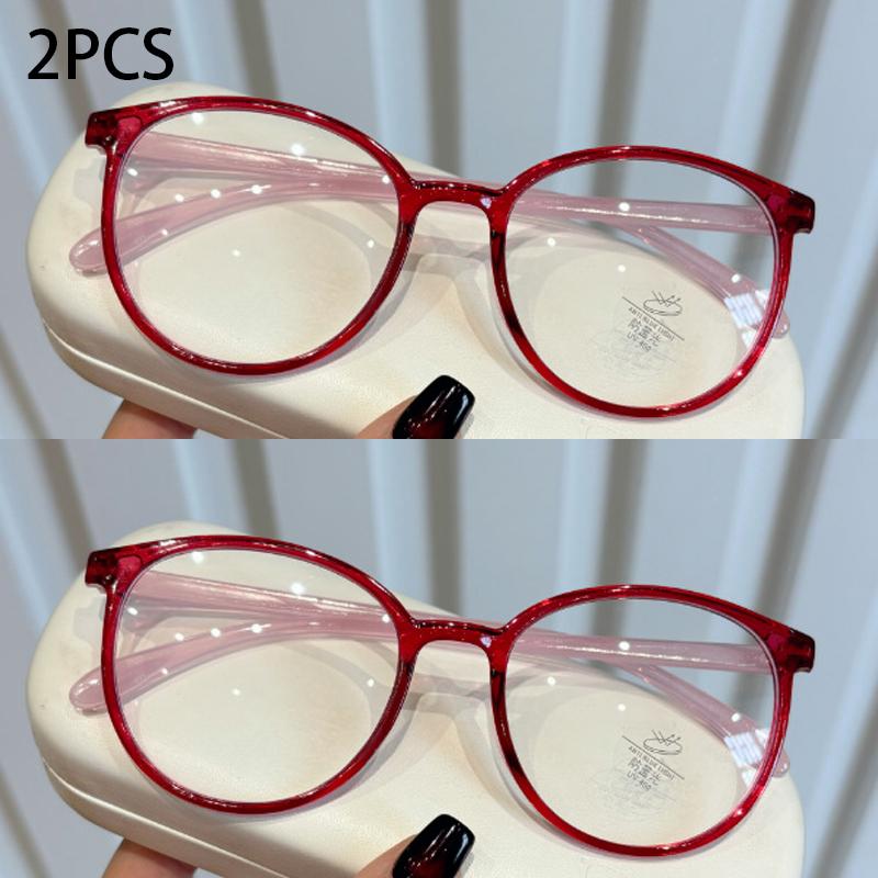 2 STÜCK Runde Brillen Blaulichtfilter Lesebrillen Damen Ultraleicht Mode Herren Alterssichtigkeit Brillen Dioptrie +100 bis +400