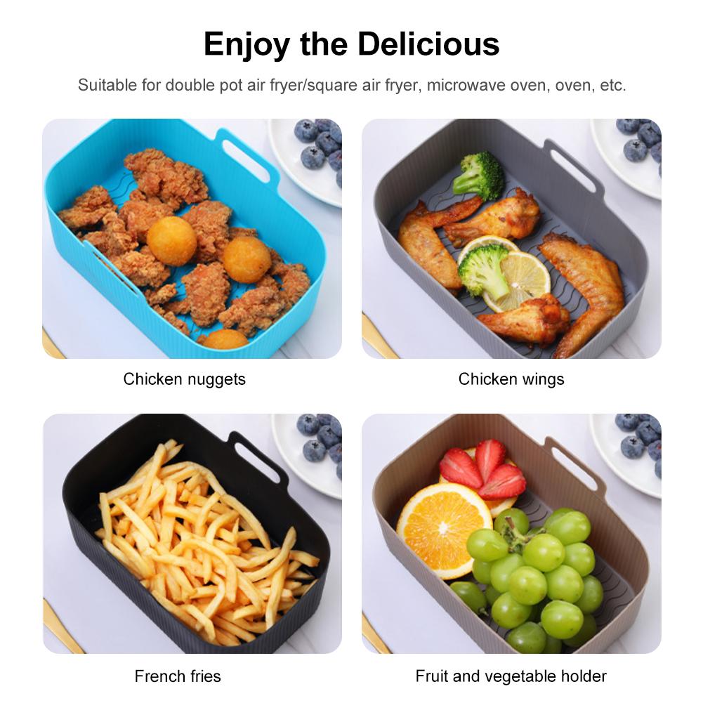 Air Fryer Silicone Pot Reusable Oven Baking Tray Dishwasher Safe Air Fryer Basket Liner Replacement for Parchment Paper Kitchen