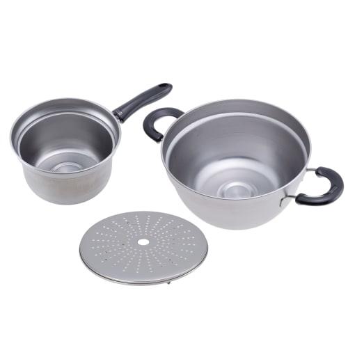 Wahei Freiz Tsubame-Sanjo Overflow-Resistant 16cm Saucepan & 23cm Saucepan with Strainer and Lid, Stainless Steel, Induction and Gas Compatible, Enzo