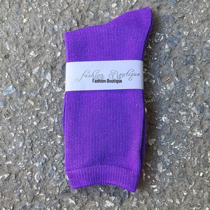 Women's 2025 Dopamine Dance Socks: Colorful, Scrunched Cotton Mid-Calf Socks for All Seasons