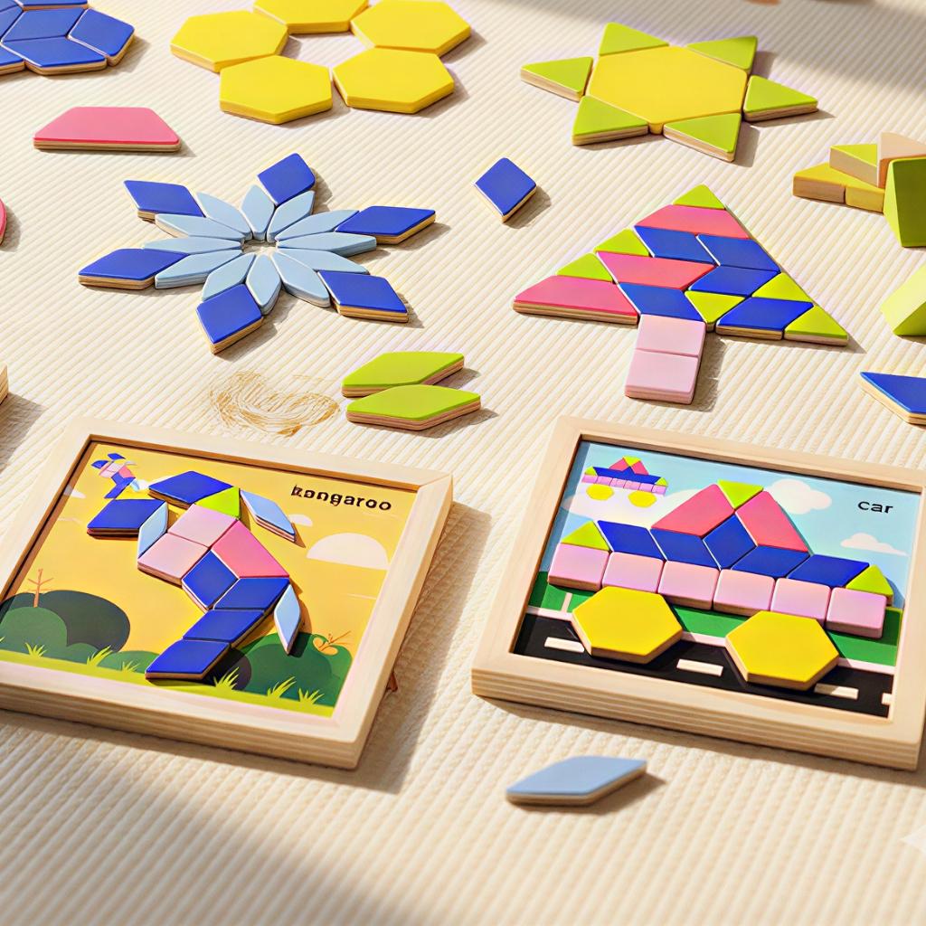 Magnetic Tangram Creative Puzzle, Versatile Puzzle Blocks, Puzzle Based on Card Patterns, Building, Cars, People and Other Creative Theme Patterns