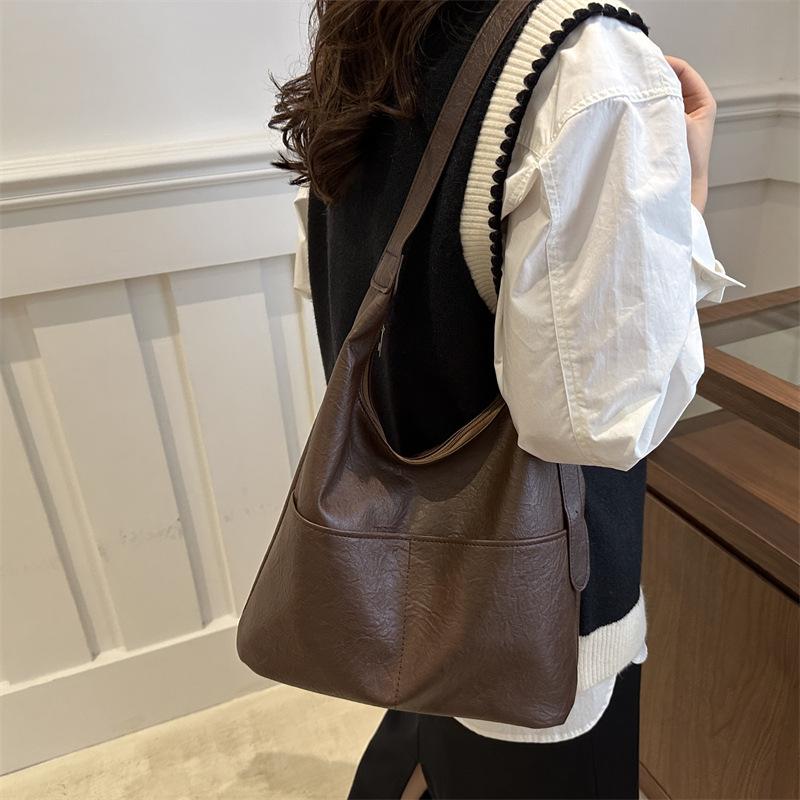 Simple Faux Leather Tote Bag for Women Minimalist Commuter Shoulder Handbag