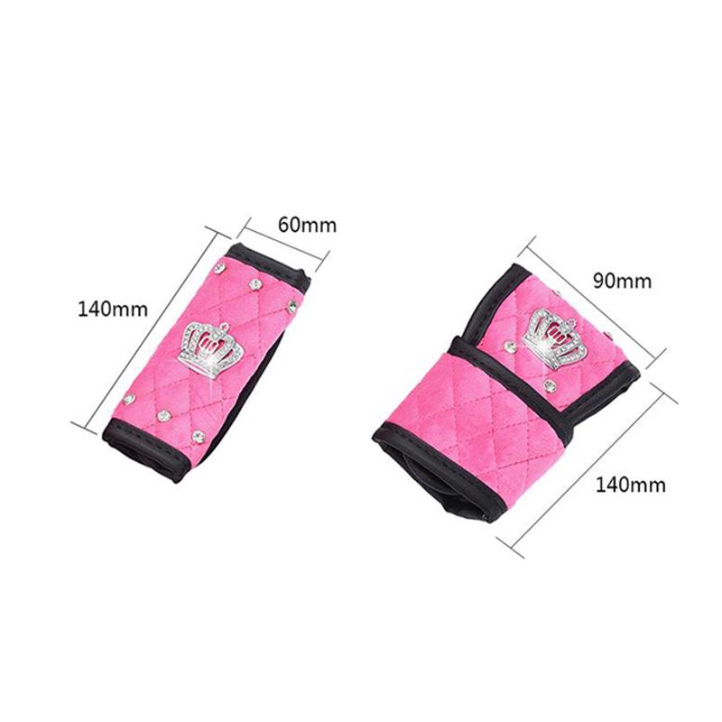 1pc Diamond Crown Car Gear Shift Cover Soft Plush Auto Shifter Hand Brake Case For Universal Car Accessories Interior Decoration