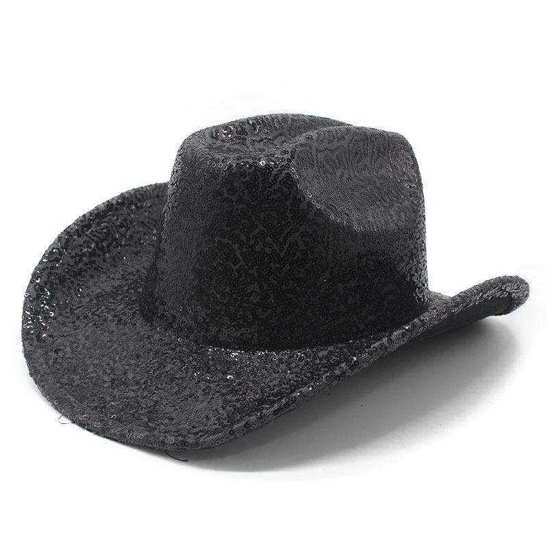 Party Gala Ball Show Cowboy Hat Festival Hat Wool Sequins Cool Jazz Top Hat