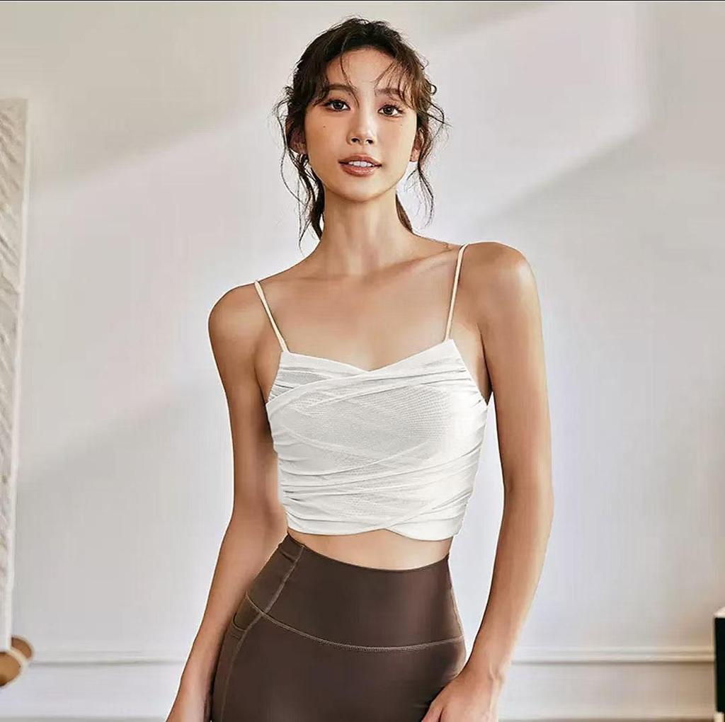 Women's Summer Mesh Sports Bra - Shockproof, Sexy Back, Yoga Camisole for Running & Fitness.