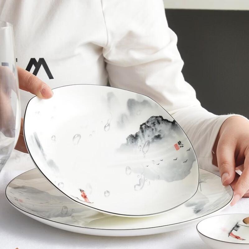 Fu'ou Picturesque Landscape Bone China Dinner Plates