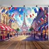 2D vlak, 1 stuk 2D vlak Franse Nationale Feestdag viering oversized achtergrondbanner feestbanner achtergrond fotowandDJH