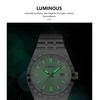 Herren-Edelstahl-Quarz-Armbanduhr 42 mm Großes Zifferblatt Business-Armbanduhr mit Leuchtzeigern Datum Wasserdicht