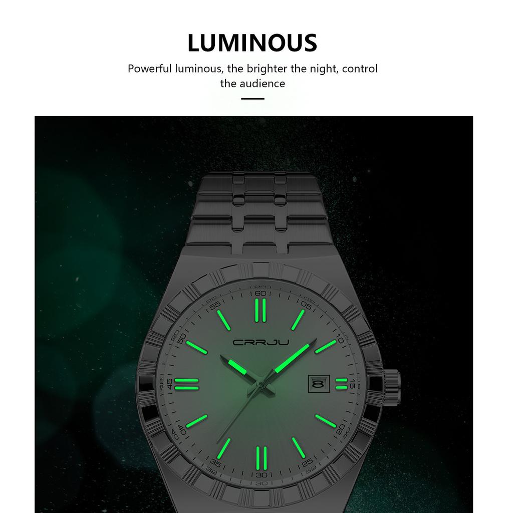 Herren-Edelstahl-Quarz-Armbanduhr 42 mm Großes Zifferblatt Business-Armbanduhr mit Leuchtzeigern Datum Wasserdicht