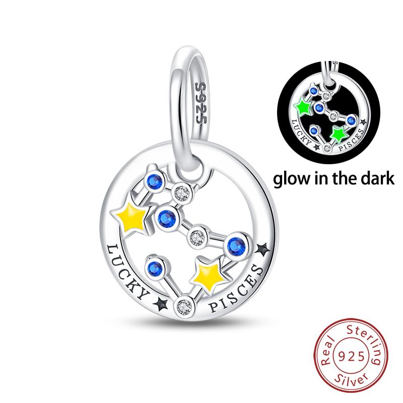 100 copper Creative Luminous 12 Constellation Leo Taurus Pendants Compatible With Authentic Bracelets Do It Yourself Jewellery