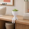 3D Printed Flowerpot Sitting Human Figure Succulents Planter, 2-in-1 Desktop Pot & Decor Ornament, Matte Finish Plant One-Piece Craft, Compact