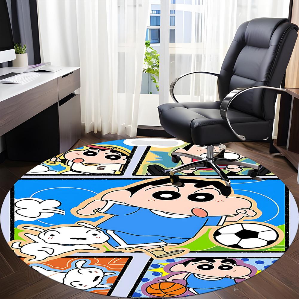 1PC Crayon Shin-chan Office Round Area Rug, Indoor Mat Suitable For Office, Under Office Chairs Bedroom Living Room Home Decor DT1212076
