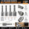 6-13 Mm Steel Socket Adapter Set 1/4” Hex Bolt Driver Socket Kit Deepen Magnetic Bits  Hand Tools