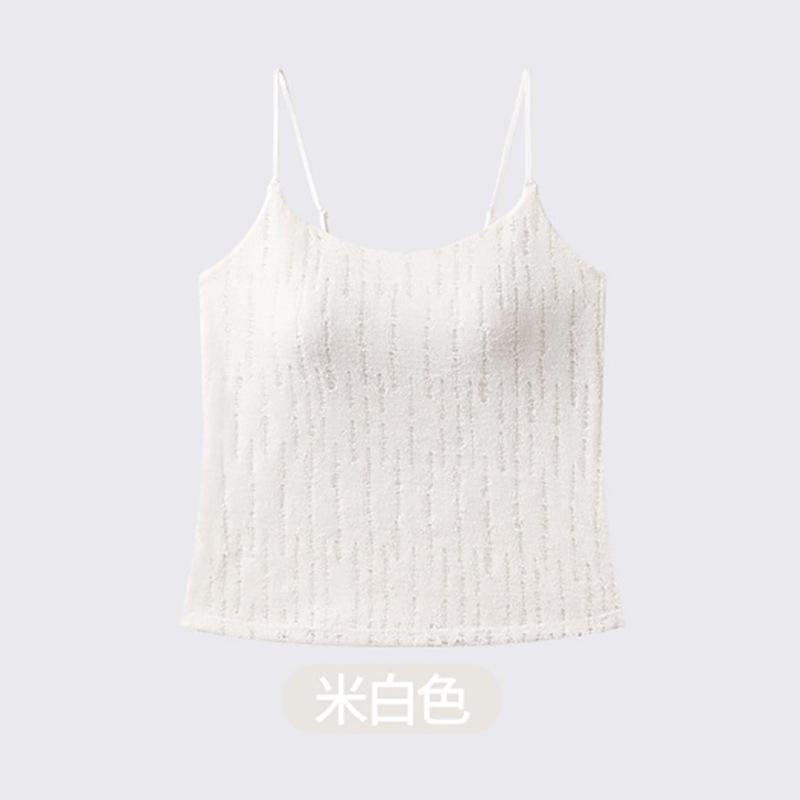 Linen Style Sling Vest, Women's Inner Cover with Chest Pad, New Summer Thin Style Can Be Worn Outside, Top Backing, Beautiful Back