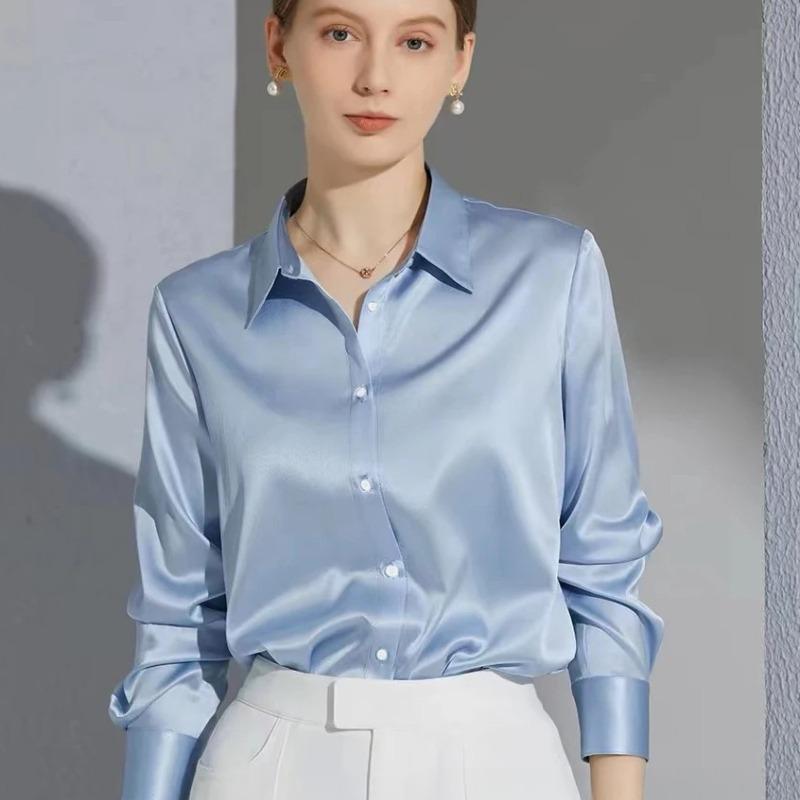 Spring and Summer Simple Temperament Loose Office Shirts for Women Fashion Long Sleeve Plus Size Casual Blouses Women Solid Slim Fit Ladies Tops 26193