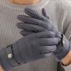 Autumn and Winter Plush Down Cloth Korean Edition Touchscreen Riding and Driving Windproof and Warm Suede Gloves