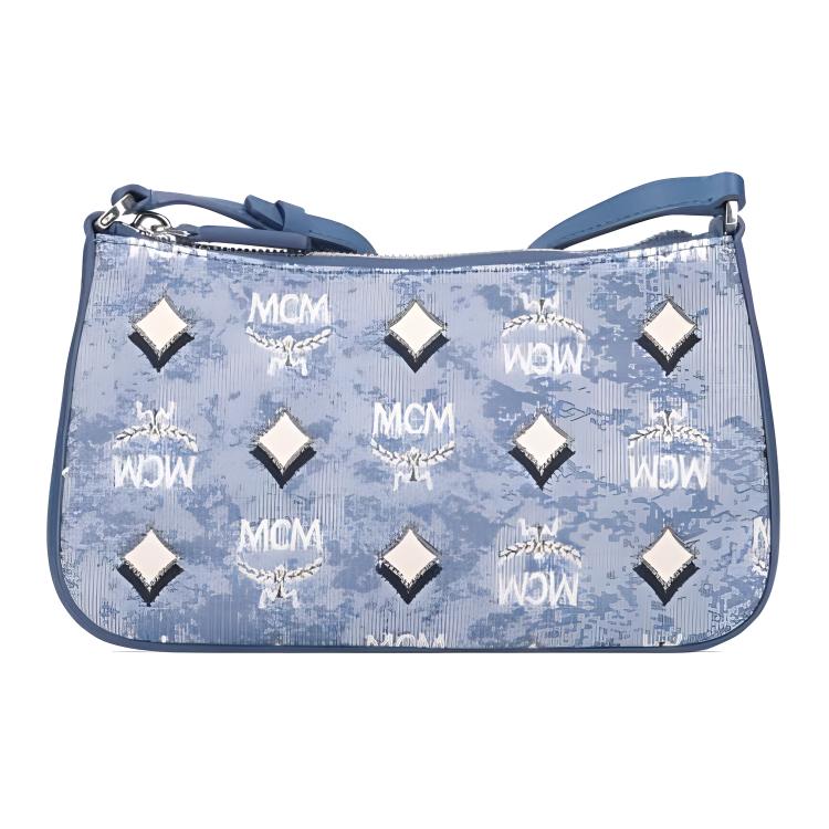 

MCM Blue Visetos Hobo Shoulder Bag with Stud Detail for Daily Use Basic Set (Bag+Dust Bag)