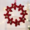 Wine Red Plush Christmas Tree Pendant Glitter Bow Christmas Decorations  Holiday Season