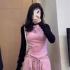 Jarné Slim tričká Patchwork Letter Print Tričká Y2k Tops Estetické vrchné oblečenie Dámske tričko