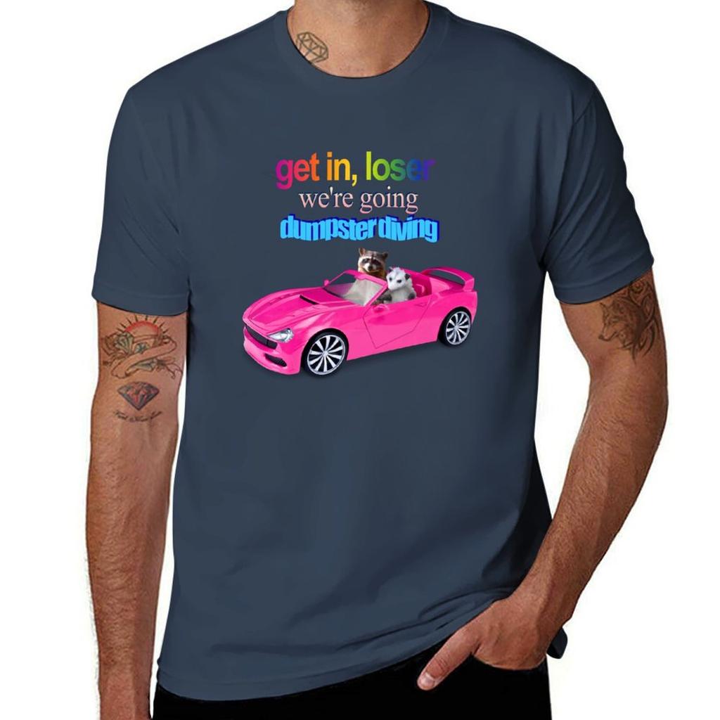 Get In Loser Were Going Dumpster Diving Raccoon Possum Word Art Tshirt Sports Basic Short Sleeve Tshirt