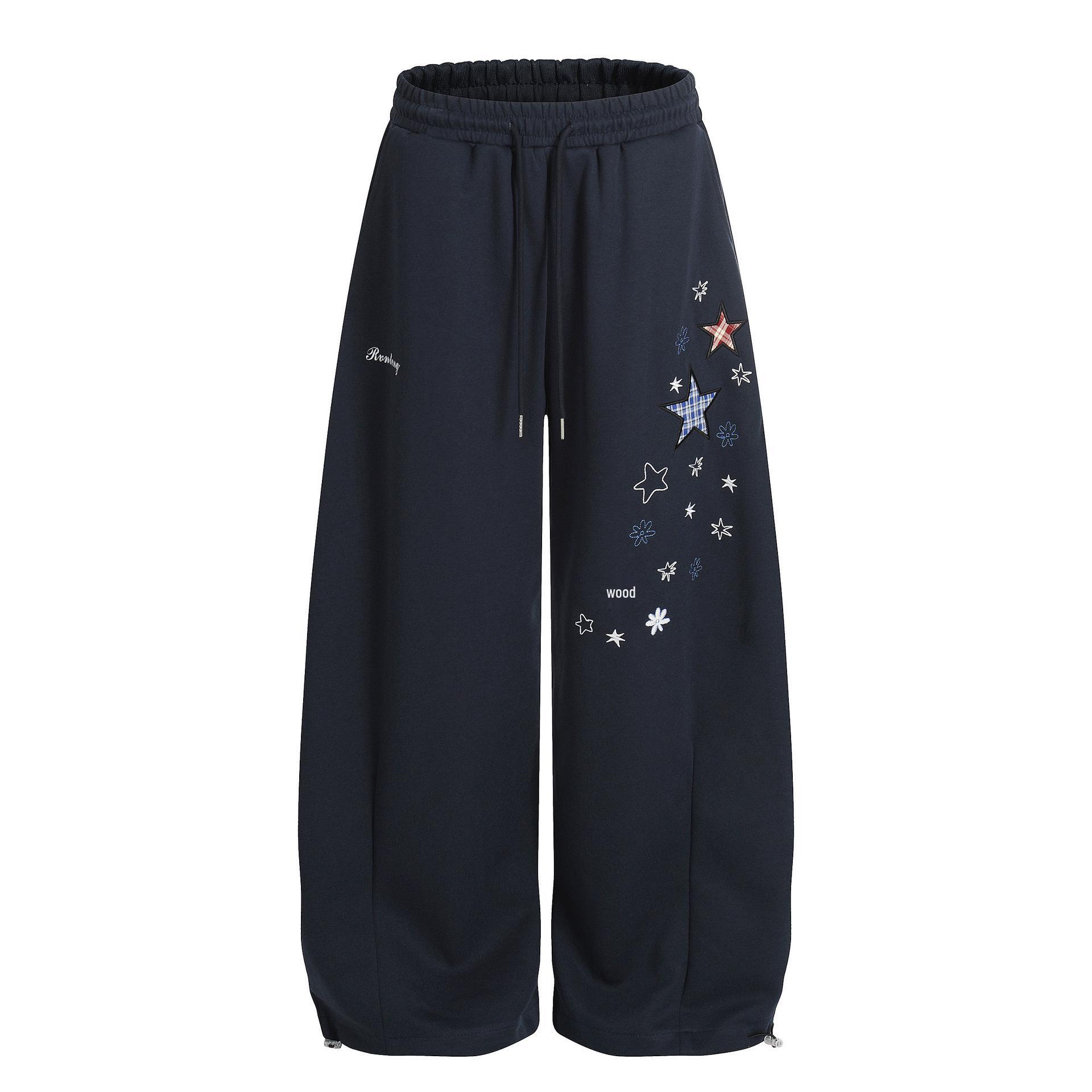 

Autumn Pink Retro Spicy Girl Casual Sweatpants Large темно-синього кольору