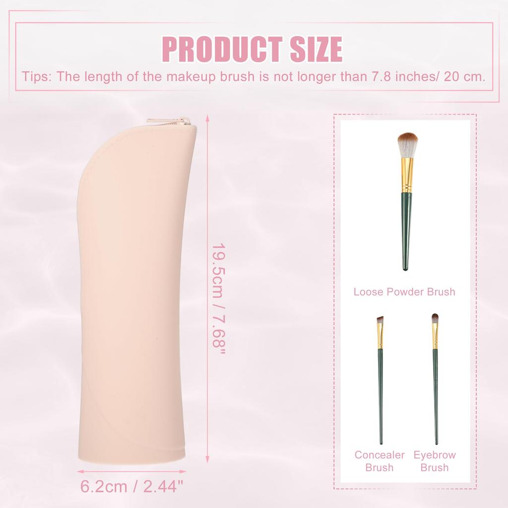 VOCOSTE Silicone Makeup Brush Travel Makeup Brush Silicone Cosmetic Brush Makeup Portable Travel Makeup Brush Khaki Bag, Stand-Up Holder, Pouch, Bag,