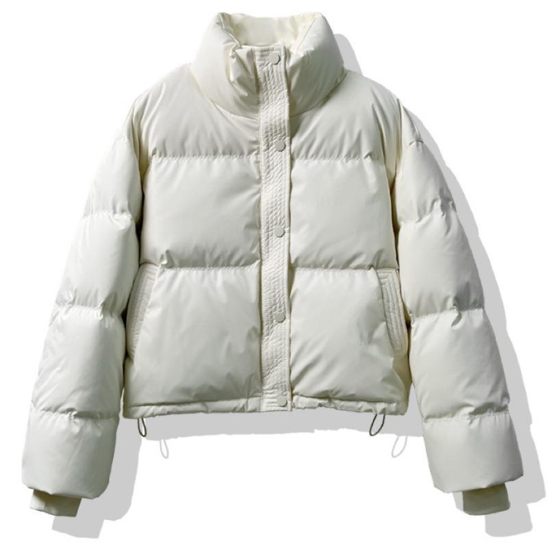 Down Jacket Women's New Winter Leave-in Pu Leather Short Thickened Loose Stand-up Collar Bread Jacket Small Kendou Jacket