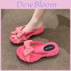 Stylish Pink And Black Women's Casual Flip Flops With Bow Knot Thick Sole Design