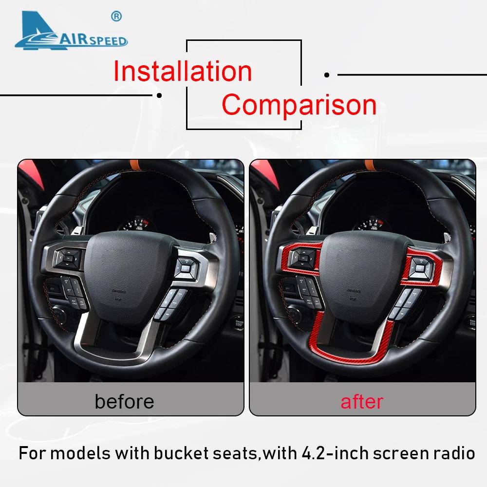Carbon Fiber Steering Wheel Button Cover Trim for Ford F150 2015-2019 Interior Accessories
