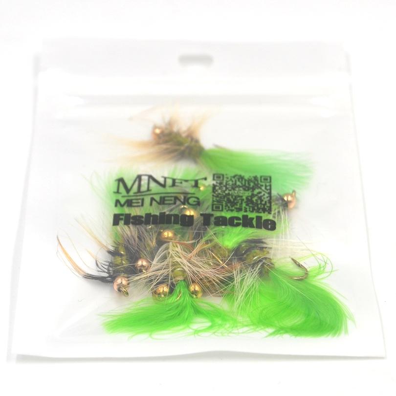 MNFT 10PCS/Pack Goldhead Trout Fishing Flies, Fishing Lures, Size 10# Barbed Hooks - Bead Head Fishing Flies