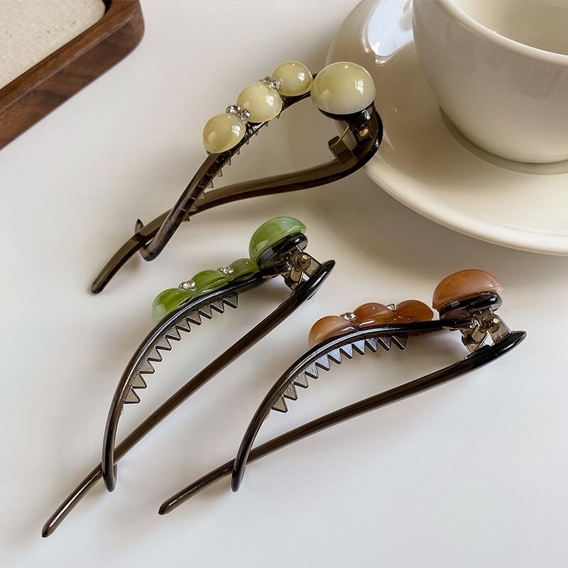 Simple Temperament High-End Feeling Hair Clips Rhinestone Bead Straight Twist Clip Hair Volume Multiple Headpieces Accessory