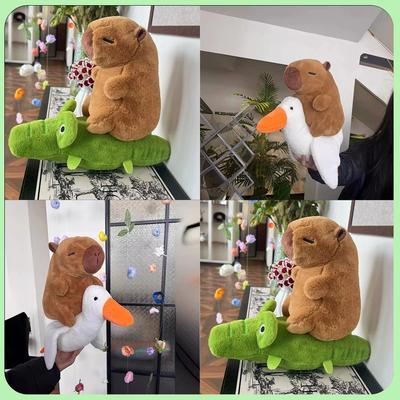 25cm Kawaii Simulation Capybara Peluches Kapibala Monte sur un Oie et un Crocodile Animaux en Peluche Jouets pour Enfants Cadeaux d'Anniversaire
