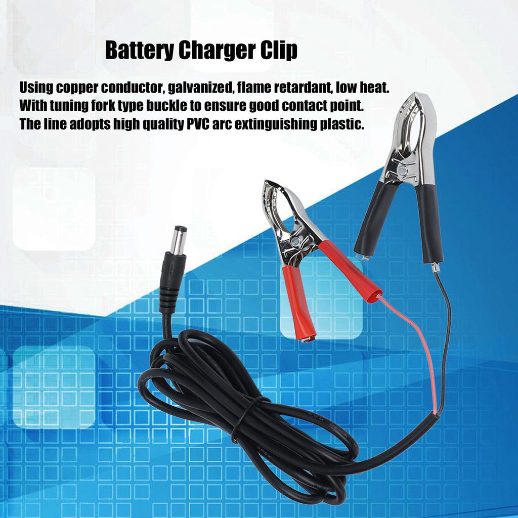 Battery Cable, Adapter Clamp Charging Clip Connector 1.5 Meters 12V 24V with Tuning Fork Buckle, for AWG20 Line Diameter