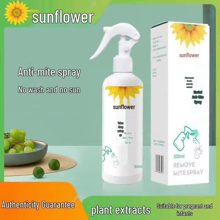 Sunflower Herbal Anti-Mite Spray for Beds & Wardrobes, Safe for Pregnant Women & Infants, Includes Anti-Mite Sachet
