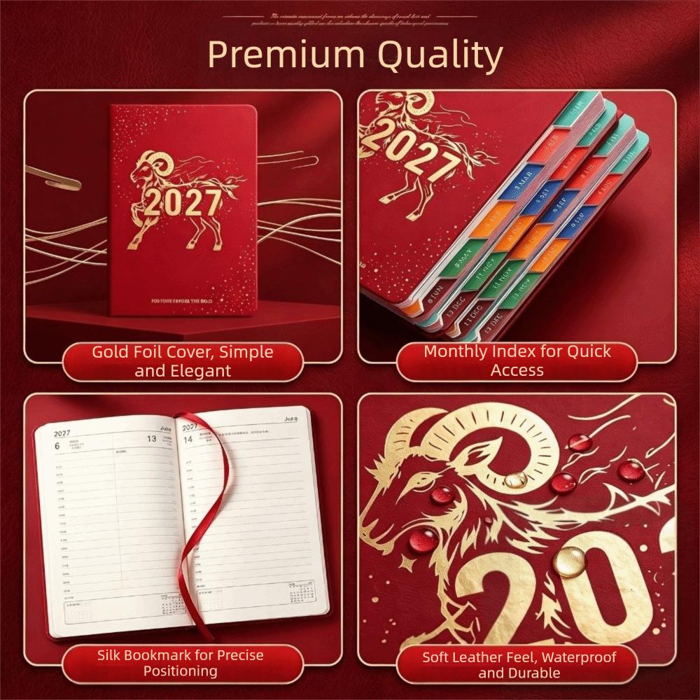 Chinese Zodiac Sheep Year Planner PU Waterproof New Year Daily Planner Calendar Diary  School